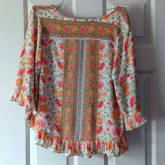 Rose & Thyme Boho Floral Peasant Top S Excellent Condition - Picture 8 of 8